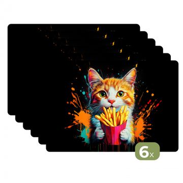 Placemat vinyl - Kat - Eten - Patat - Graffiti - Abstract