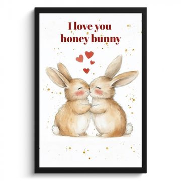 Poster met lijst - Liefde - Rood - konijn