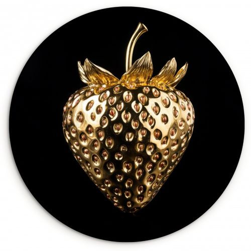 Muurcirkel - Aardbei - Goud - Zwart - Chrome