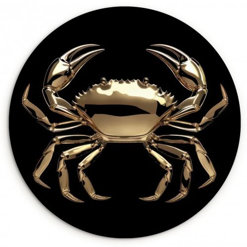 Muurcirkel - Goud - Krab - Dieren - Zwart