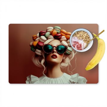 Placemat vinyl - Vrouw - Macarons - Bril