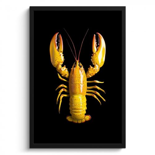 Poster met lijst - Kreeft - Geel - Stippen - Effen