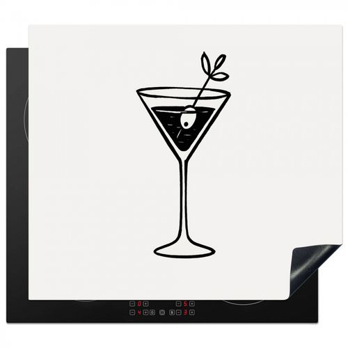 Inductie beschermer - Cocktail - Glas - Olijf - Minimalistisch