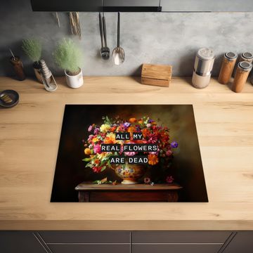 Inductie beschermer - Kleur - Bloemen - Vintage - Bloemenvaas