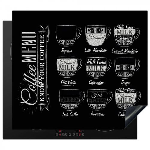 Inductie beschermer - Zwart-Wit Menukunst van Koffiespecialiteiten