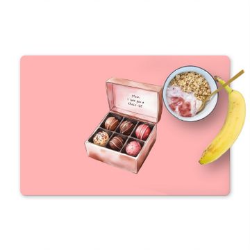 Placemat vinyl - Doosje - Bonbons - Liefdevolle - Tekst