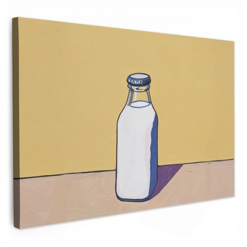 Canvas schilderij - Glazen - Fles - Illustratie - Melk