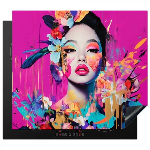 Inductie beschermer - Vrouw - Portret - Abstract - Paars