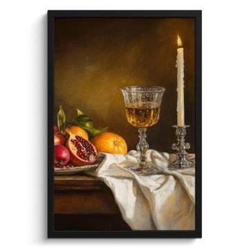 Poster met lijst - Fruit -  Stilleven - Wijn - Kaars