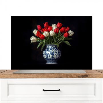 Spatscherm Aluminium - Rode - Bloemen - Tulpen - Vaas