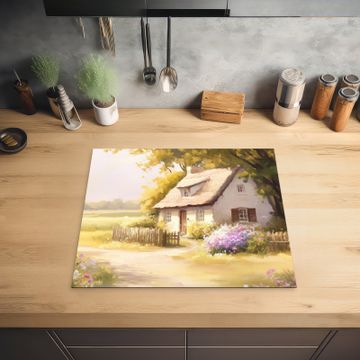 Inductie beschermer - Huisje - Hout - Bloemen