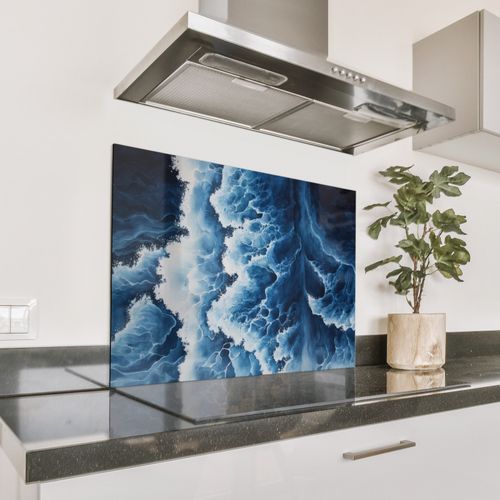 Spatscherm Aluminium - Golven - Blauw - Schuim