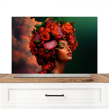 Spatscherm Aluminium - Vrouw - Drankenfruit - Rozen