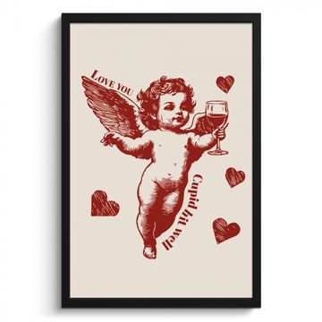 Poster met lijst - Cupido - Hartjes - Rood - Klassiek