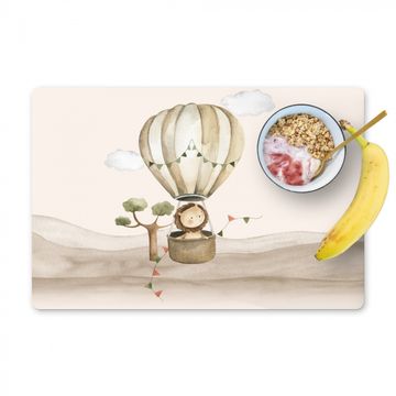 Placemat vinyl - Luchtballon - Leeuw - Watercolor - Safari - Dieren
