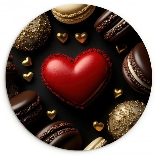 Muurcirkel - Macarons - Rood - Hart