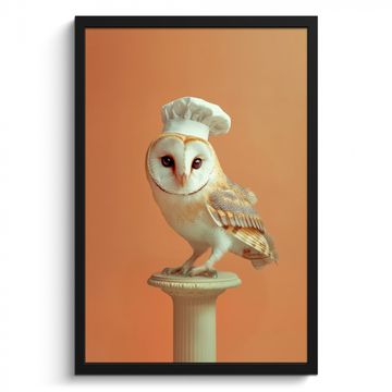 Poster met lijst - Kerkuil - Koksmuts - Oranje - Vogel