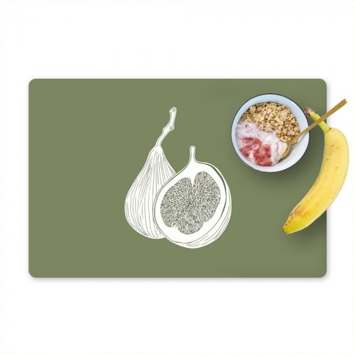 Placemat vinyl - Vijgen - Minimalistisch - Getekend - Mosgroen