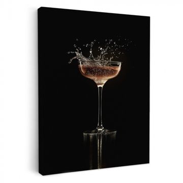 Canvas schilderij - Cocktail - Zwart - Spetters - Glas