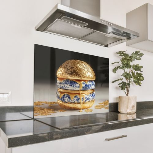 Spatscherm Aluminium - Delftsblauw - Goud - Burger