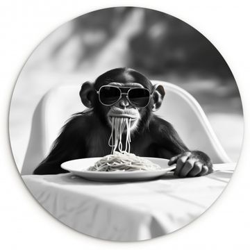 Muurcirkel - Aap - Spaghetti - Zonnebril - Zwart wit - Cool - Dier