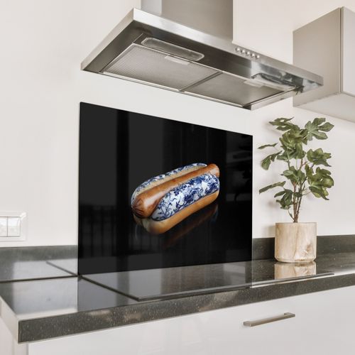Spatscherm Aluminium - Hotdog - Porselein - Delfts blauw - Eten