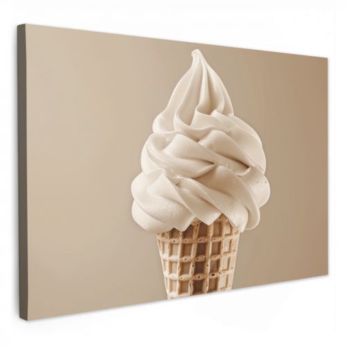 Canvas schilderij - IJs - Softijs - Romig - Hoorntje - Beige