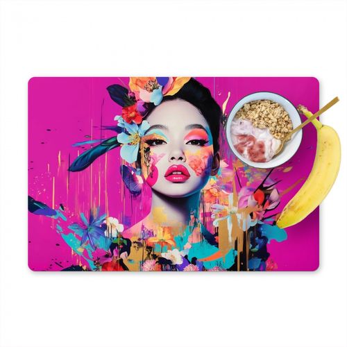 Placemat vinyl - Vrouw - Portret - Abstract - Paars