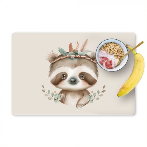 Placemat vinyl - Luiaard - Dieren - Bohemian - Boho