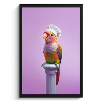 Poster met lijst - Papegaai - Koksmuts - Pilaar - Vogel