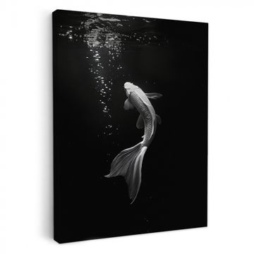 Canvas schilderij - Koi - Vis - Wit - Zwart