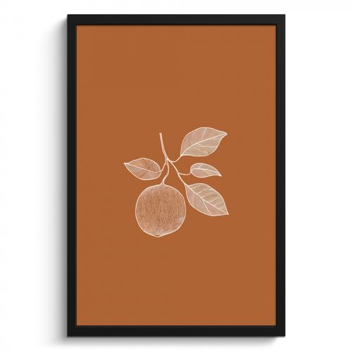 Poster met lijst - Sinaasappel - Getekend - Bladeren - Bruin