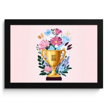 Poster met lijst - Trofee - Best Mom - Bloemen - Kleurrijk