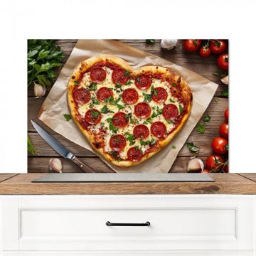 Spatscherm Aluminium - Pizza - Hart - Pepperoni - Tomaat
