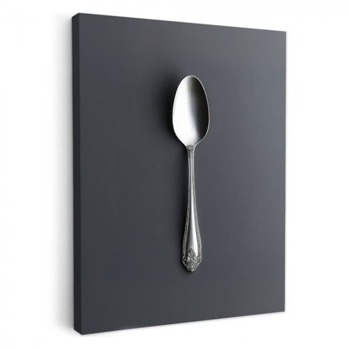 Canvas schilderij - Zilver - Metaal - Lepel