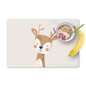 Placemat vinyl - Hert - Bosdieren - Beige