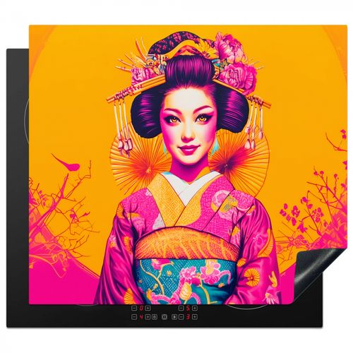 Inductie beschermer - Bloemen - Vrouw - Kimono - Roze