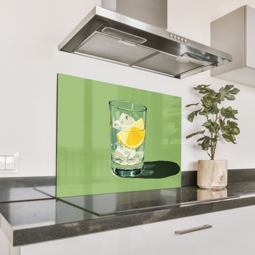 Spatscherm Aluminium - Glas - Citroen - Ijsblokjes - Groen