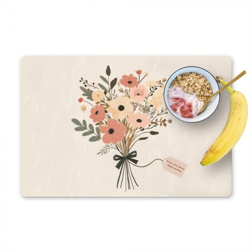 Placemat vinyl - Bloemen - Quote - Beige - Lint