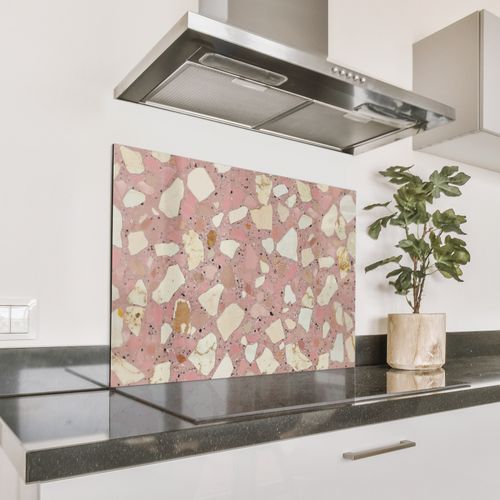 Spatscherm Aluminium - Roze - Decoratie - Stenen - Terrazzo