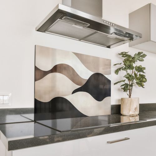 Spatscherm Aluminium - Golven - Abstract - Beige