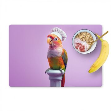 Placemat vinyl - Papegaai - Koksmuts - Pilaar - Vogel
