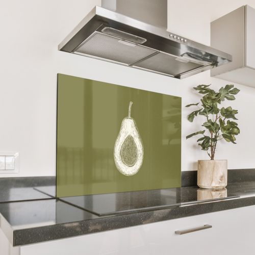 Spatscherm Aluminium - Avocado - Minimalistisch - Illustratie - Groen