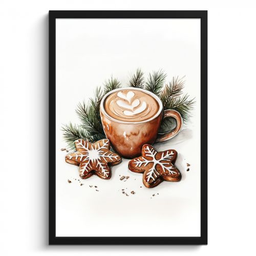 Poster met lijst - Koffie - Koek - Winter - Art - Kerst