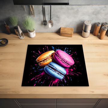 Inductie beschermer - Macarons - Dessert - Graffiti - Kleurrijk - Roze - Blauw - Geel