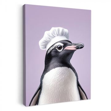 Canvas schilderij - Pinguïn - Koksmuts - Lief - Paars