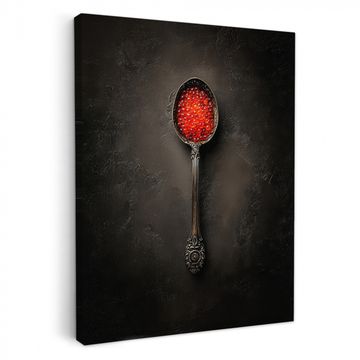 Canvas schilderij - Zwart - Lepel - Caviar