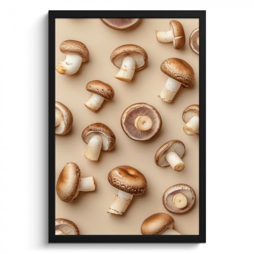 Poster met lijst - Kastanje Champignons - Beige