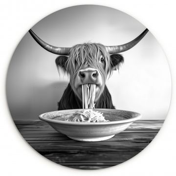 Muurcirkel - Schotse Hooglander - Spaghetti - Dieren - Zwart wit