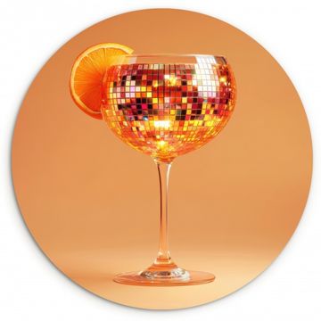 Muurcirkel - Drank - Oranje - Glitter - Disco